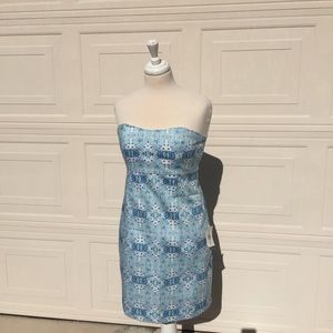 Kaeli Smith Strapless Blue And White Dress NWT